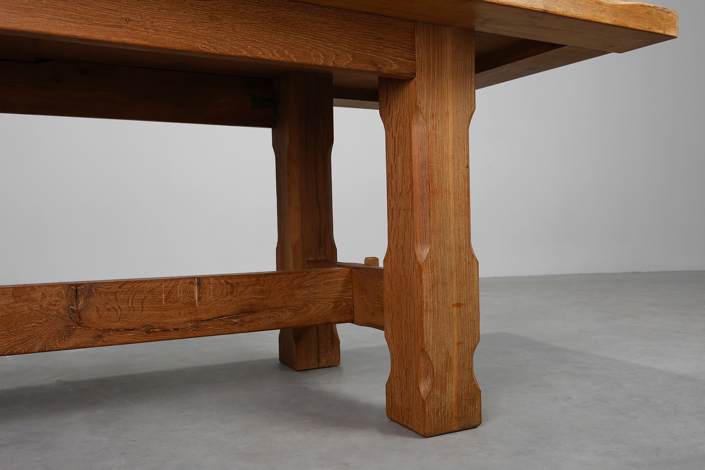 Brutalist Mid-century Oak Dining Table, Belgium 1960sthumbnail
